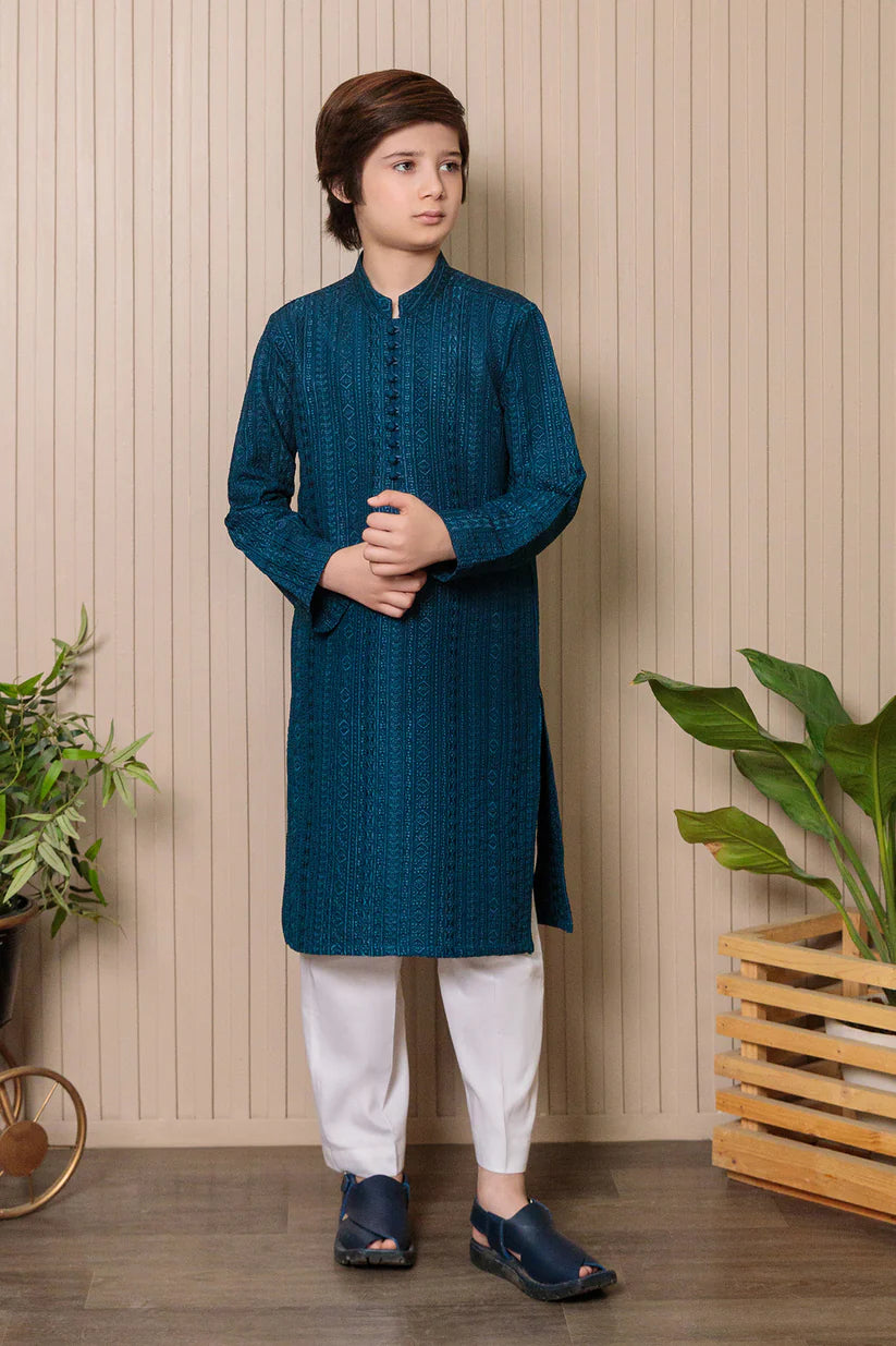 Kids Blue Designer Kurta Pajama Set – Premium Ethnic Wear for Boys | Festive & Wedding Outfit