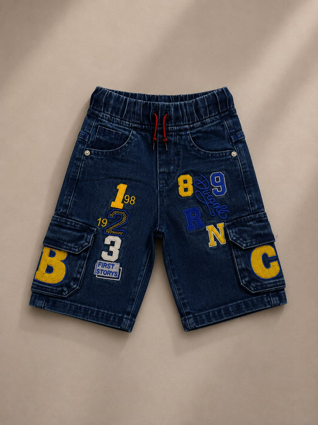 Boys Denim Cargo Shorts | Premium Embroidered Jean Shorts