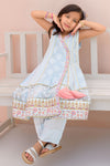 Maroon Velvet Party Dress with Gold Embroidery - Girls