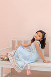 Maroon Velvet Party Dress with Gold Embroidery - Girls