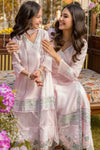 Kids Pink Embroidered Angharkha with Organza Sleeves