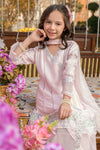 Kids Pink Embroidered Angharkha with Organza Sleeves