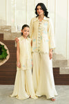 Girl's Pastel Yellow Floral Embroidered Silk Suit - Sunlit Bloom