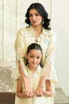 Girl's Pastel Yellow Floral Embroidered Silk Suit - Sunlit Bloom
