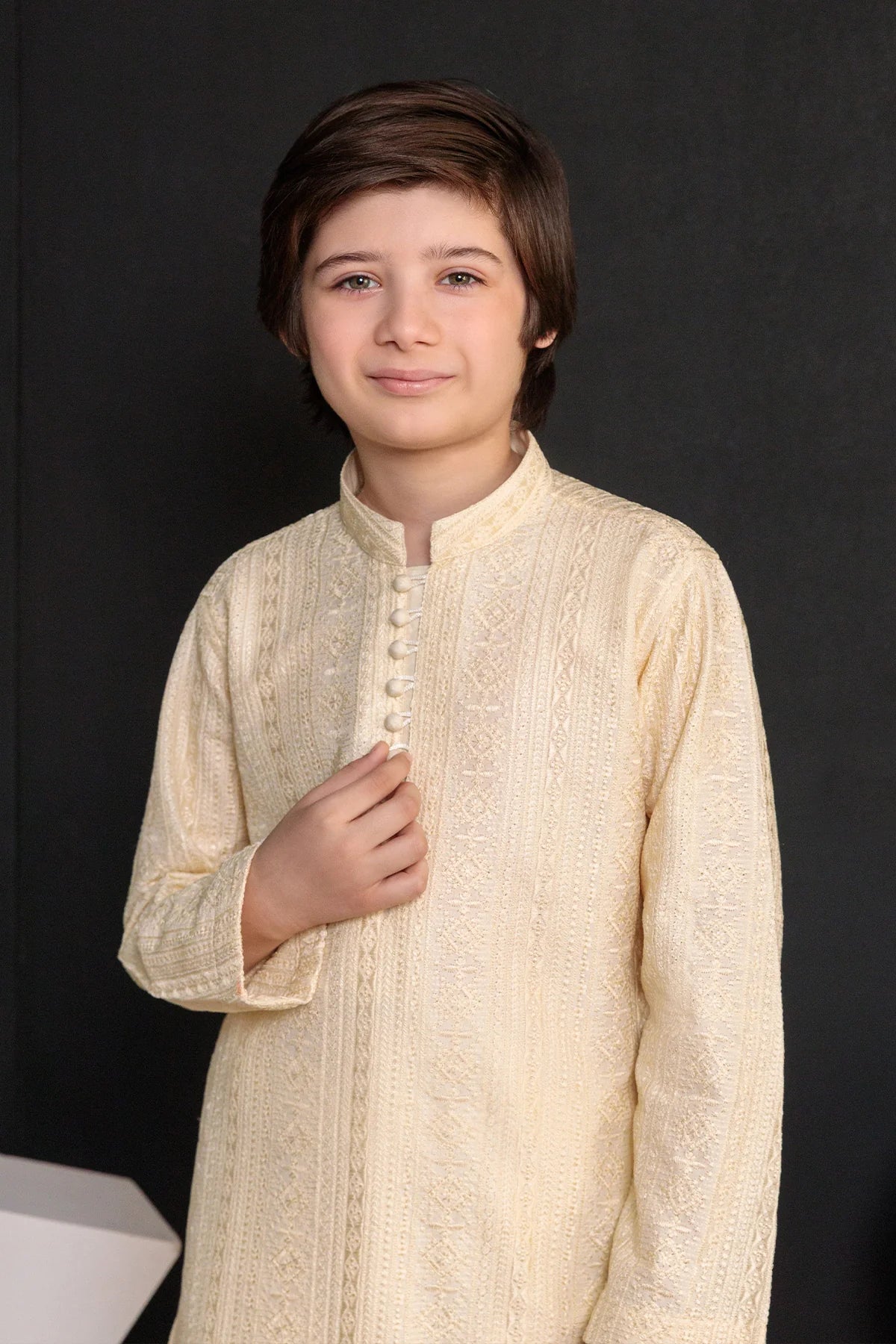 Kids Golden Designer Kurta Pajama Set