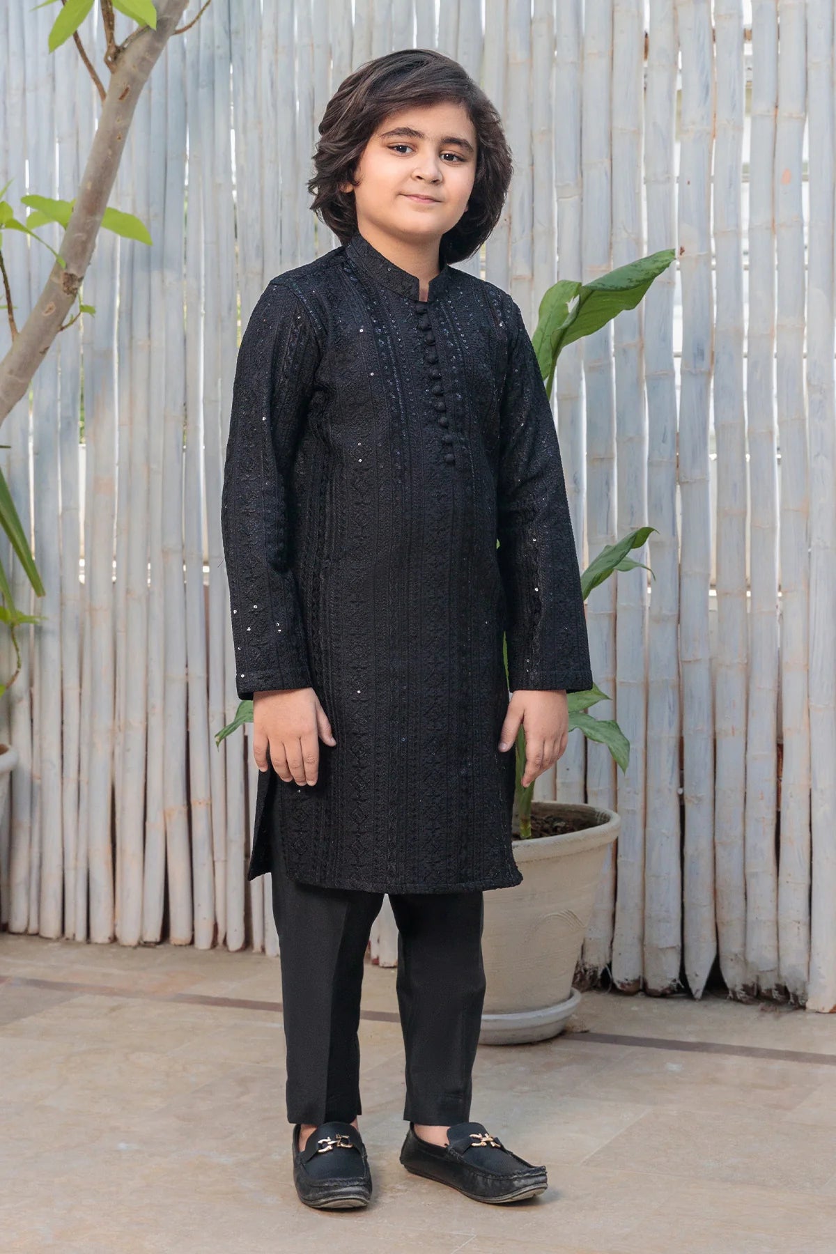 Kids Navy Blue Designer Kurta Pajama Set