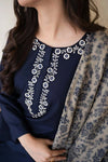 Women's Unstitched Embroidered Lawn 3-Piece Suit - Blue