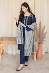 Women's Unstitched Embroidered Lawn 3-Piece Suit - Blue