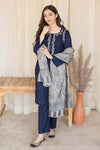 Women's Unstitched Embroidered Lawn 3-Piece Suit - Blue