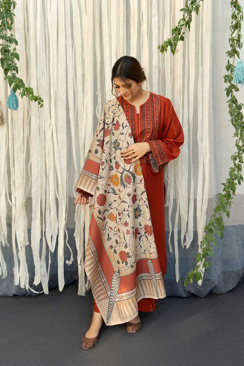 Women's Heavy Embroidered Lawn 3-Piece Suit with Printed Dupatta