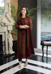 Women's Embroidered Neckline Kurta with Belt - Navy Blue