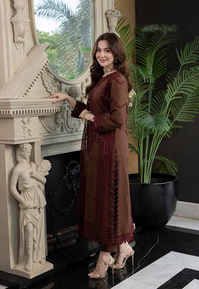 Women's Embroidered Neckline Kurta with Belt - Navy Blue