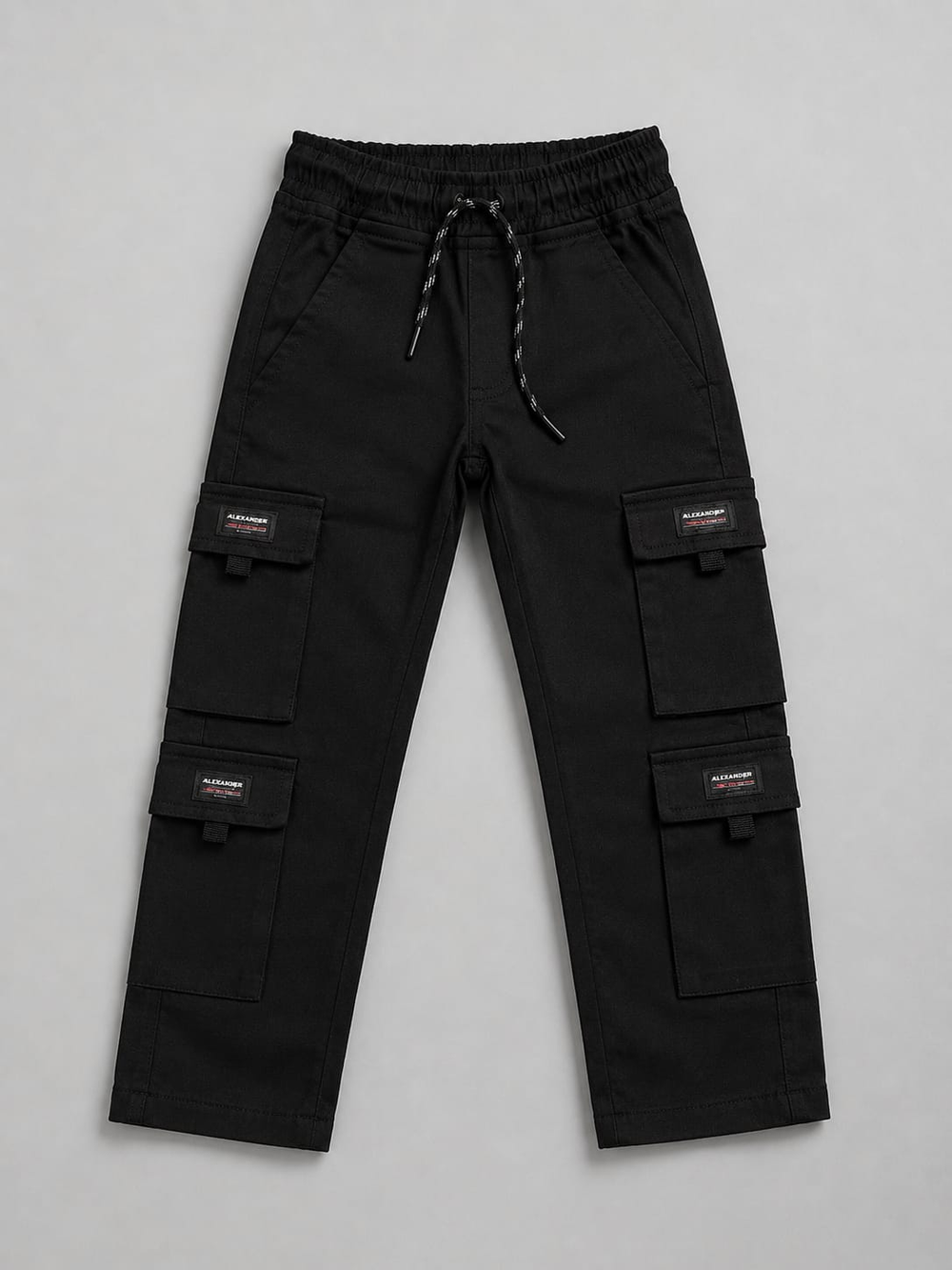 Boys Black Cargo Pants | Premium Cotton Utility Trousers