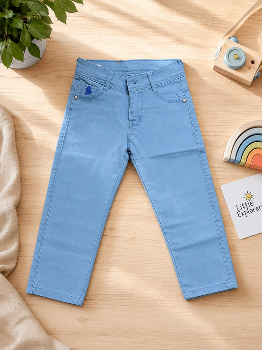Boys Premium Polo Sky Blue Straight Fit Denim Jeans