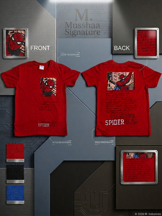 Super Hero Kids' Red Cotton Tee | Premium Graphic Print T-Shirt
