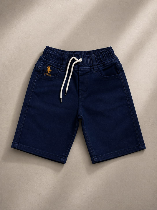 Boys Navy Blue Denim Shorts | Premium Casual Summer Shorts