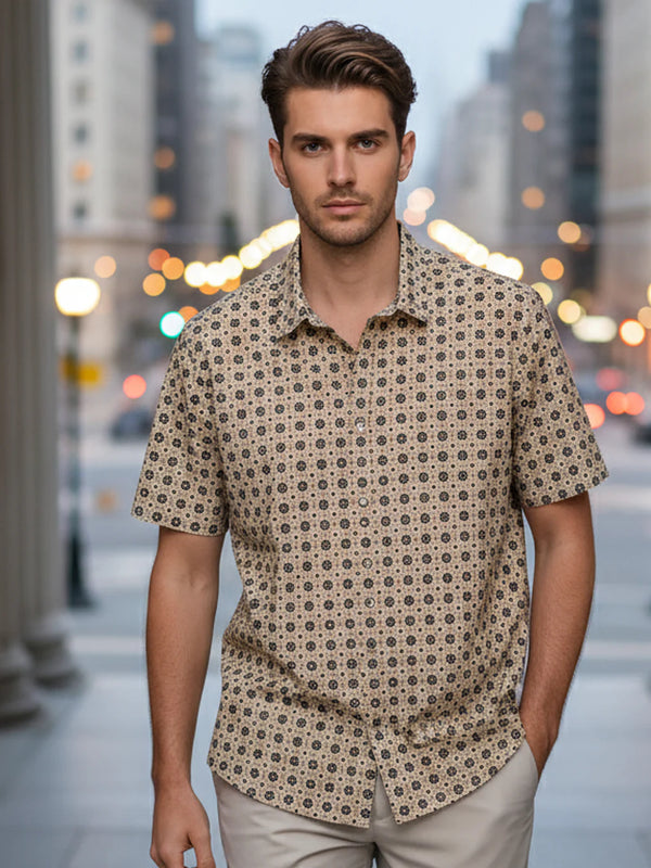 Henry Men's Regular Fit Short Sleeve Shirt - Nude/Cream