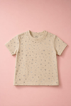 Starlight Sparkle Kids' Beige Cotton Tee | Premium Star Print T-Shirt