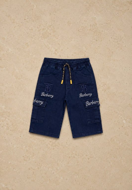 Boys Dark Blue Denim Cargo Shorts | Casual Summer Jean Shorts