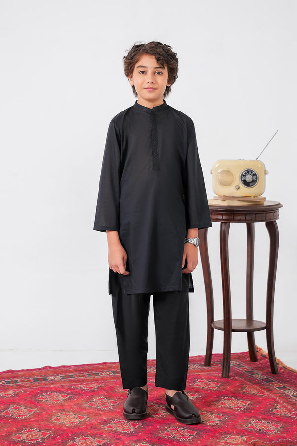 Kids Navy Blue Designer Kurta Pajama Set