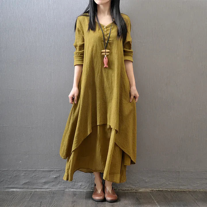 Women's Elegant Bohemian Linen Dress | Casual Vintage Summer Linen Dress