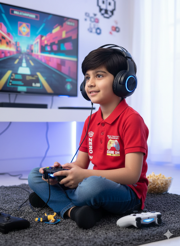 Boys Red Gamer Graphic Polo T-Shirt
